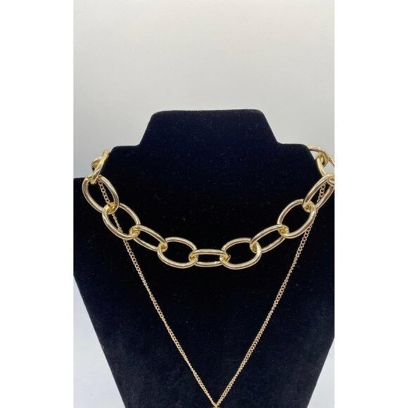 PadLock Layered Necklace Women’s Gold Tone Punk Jewelry - Picture 3 of 12
